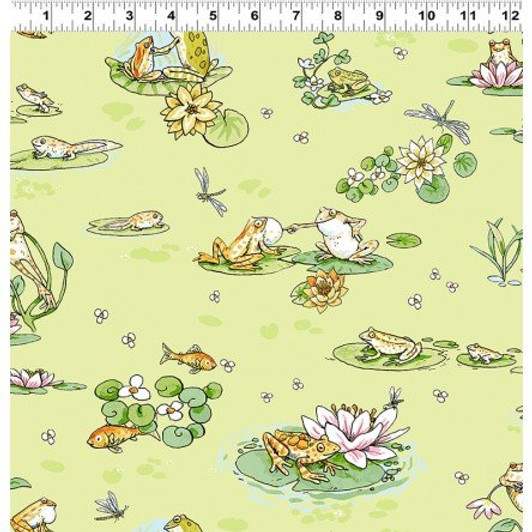 Pond Life Leap frog Light Olive Y3125-23 Cotton Quilting Fabric