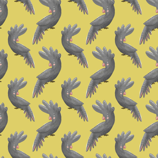 Australian Birds Black Cockatoos Cotton Quilting Fabric Australian Birds Black Cockatoos Cotton Quilting Fabric