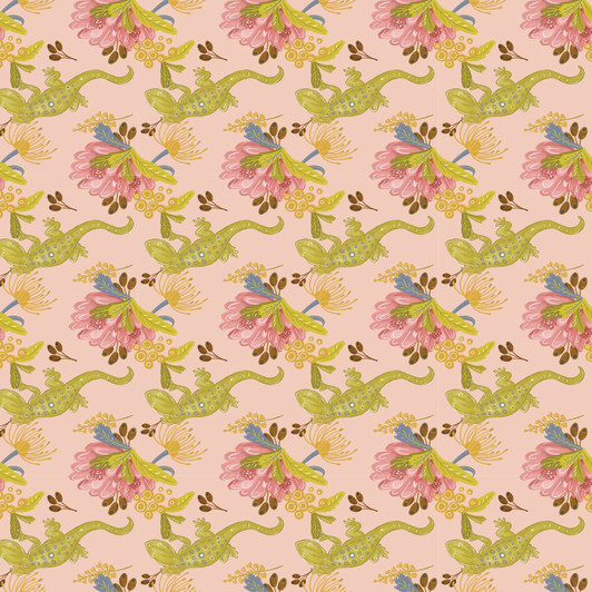 Australian Lizards Goannas Peach Cotton Quilting Fabric Australian Lizards Goannas Peach Cotton Quilting Fabric