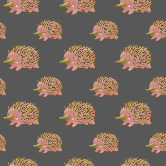 Australian Echidnas Grey Background Cotton Quilting Fabric Australian Echidnas Grey Background Cotton Quilting Fabric