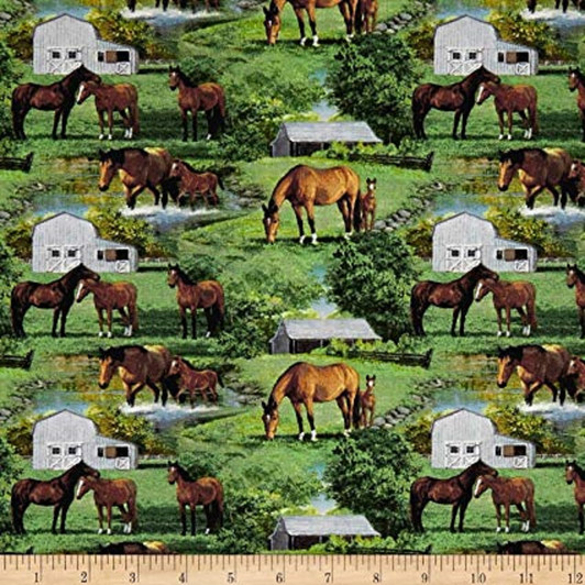 Horse and Foal Multi Wild Wings Summer Breeze Cotton Quilting Fabric 1/2 YARD Horse and Foal Multi Wild Wings Summer Breeze Cotton Quilting Fabric 1/2 YARD