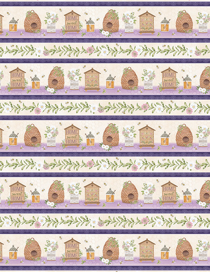 The Art of Beekeeping Floral and Bees Stripe 27605-628 Cotton Quilting Fabric The Art of Beekeeping Floral and Bees Stripe 27605-628 Cotton Quilting Fabric