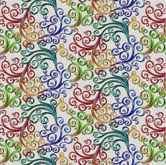 Rainbow Dragon Swirl Ecru 5841S-44 Cotton Quilting Fabric Rainbow Dragon Swirl Ecru 5841S-44 Cotton Quilting Fabric