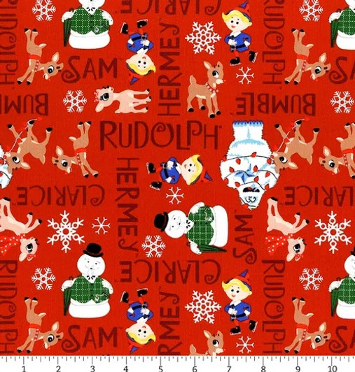 Character Winter Holiday Rudolf Reindeer Names Red Cotton Quilting Fabric Character Winter Holiday Rudolf Reindeer Names Red Cotton Quilting Fabric