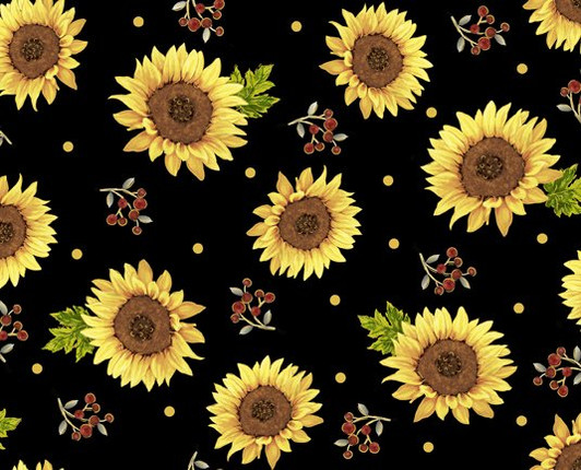 Always Give Thanks Sunflowers Black Background 28970-J Cotton Quilting Fabric Always Give Thanks Sunflowers Black Background 28970-J Cotton Quilting Fabric