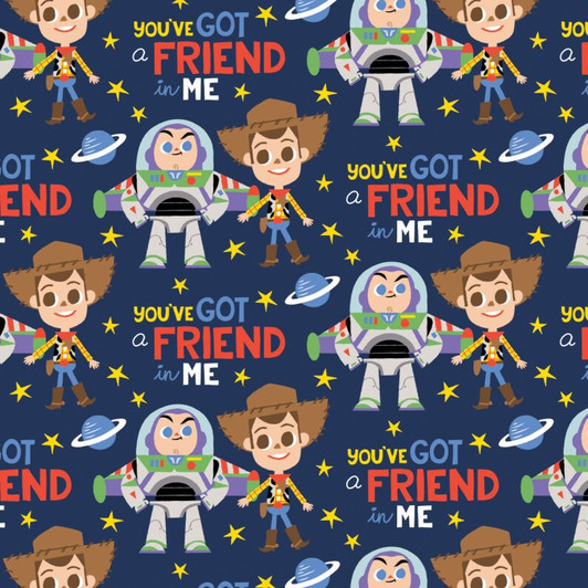 Disney Toy Story A friend in Me Navy Background Cotton Quilting Fabric Disney Toy Story A friend in Me Navy Background Cotton Quilting Fabric