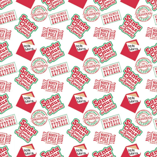 Character Winter Santa Claus is Coming to Town Cotton Quilting Fabric Character Winter Santa Claus is Coming to Town Cotton Quilting Fabric