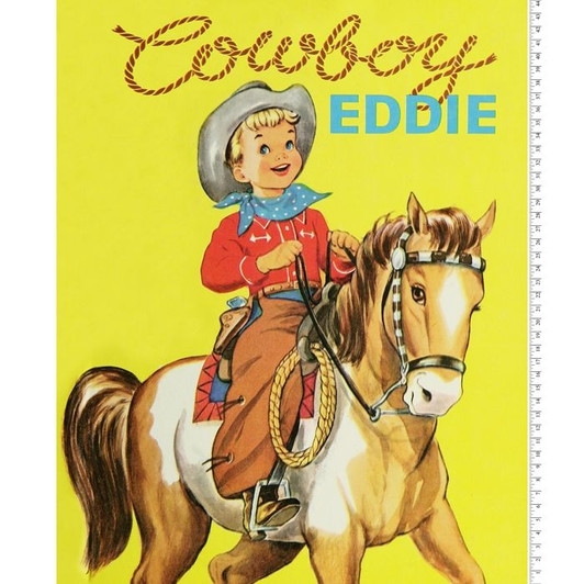 Vintage Storybook Cowboy Eddie Cotton Quilting Fabric Panel Vintage Storybook Cowboy Eddie Cotton Quilting Fabric Panel