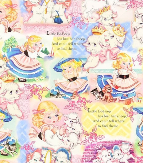 Vintage Storybook Little Bo Peep Cotton Quilting Fabric Vintage Storybook Little Bo Peep Cotton Quilting Fabric