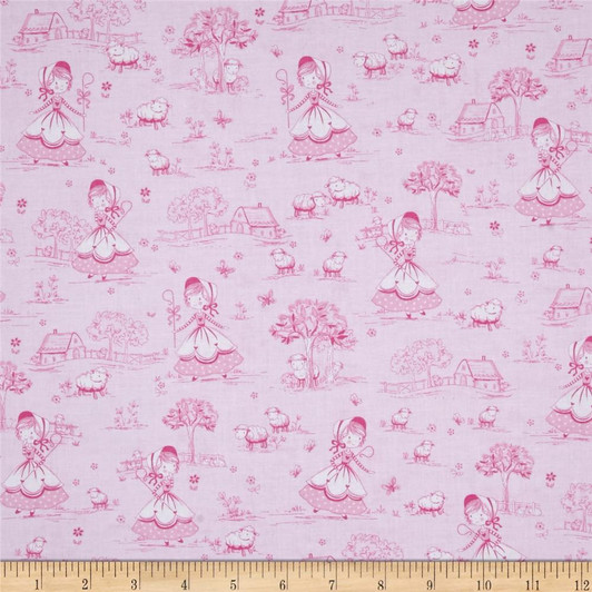 Little Bo Peep Pink Timeless Treasures Cotton Quilting Fabric 1/2 YARD Little Bo Peep Pink Timeless Treasures Cotton Quilting Fabric 1/2 YARD