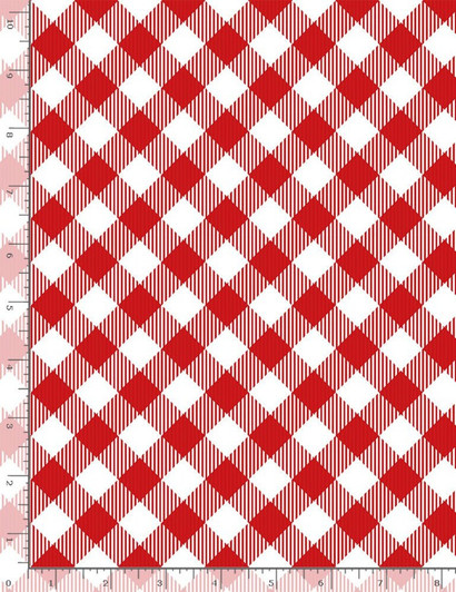 Hen House Gingham Diagonal Red and White Cotton Quilting Fabric Hen House Gingham Diagonal Red and White Cotton Quilting Fabric