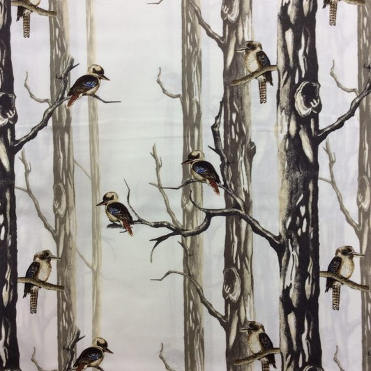 Australian Bush Beauty Kookaburras in the Woods Cotton Quilting Fabric Australian Bush Beauty Kookaburras in the Woods Cotton Quilting Fabric