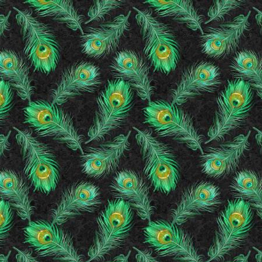 Peacock Feathers Green Plumage Cotton Quilting Fabric 1/2 YARD Peacock Feathers Green Plumage Cotton Quilting Fabric 1/2 YARD