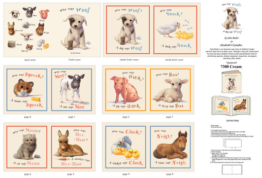 Animal Friends Cream 7300E-CRM Cotton Quilting Fabric Book Panel Animal Friends Cream 7300E-CRM Cotton Quilting Fabric Book Panel