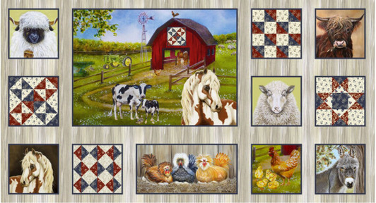 Down On the Farm Ecru Q-9665-44 Horses Cows Sheep Cotton Quilting Fabric Panel Down On the Farm Ecru Q-9665-44 Horses Cows Sheep Cotton Quilting Fabric Panel