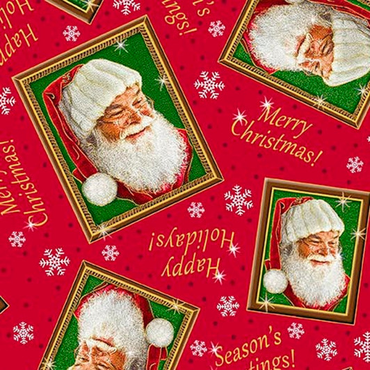 Father Christmas Santas List Tossed Santa Red background Cotton Quilting Fabric 1/2 YARD Father Christmas Santas List Tossed Santa Red background Cotton Quilting Fabric 1/2 YARD