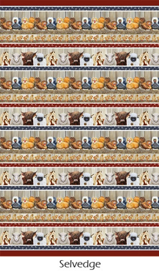 Down On the Farm Stripe Ecru 9664-44 Horses Cows Chickens Cotton Quilting Fabric Down On the Farm Stripe Ecru 9664-44 Horses Cows Chickens Cotton Quilting Fabric