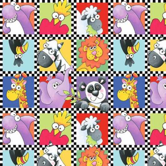 Noahs Story Noahs Ark Animal Motifs in Squares 9452 78 Cotton Quilting Fabric Noahs Story Noahs Ark Animal Motifs in Squares 9452 78 Cotton Quilting Fabric