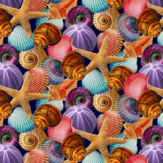 Reef Life Seashells Packed 5750 77 Cotton Quilting Fabric Reef Life Seashells Packed 5750 77 Cotton Quilting Fabric