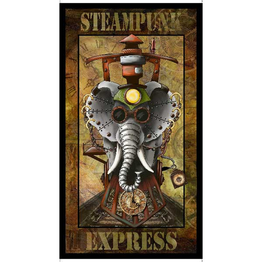 SteamPunk Express Steampunk Elephant 29064 A Cotton Quilting Fabric Panel SteamPunk Express Steampunk Elephant 29064 A Cotton Quilting Fabric Panel