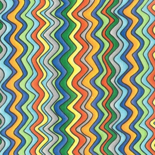 Jurassic Colourful Wiggly Rainbow Stripes Cotton Quilting Fabric 1/2 YARD Jurassic Colourful Wiggly Rainbow Stripes Cotton Quilting Fabric 1/2 YARD