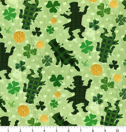 Hello Lucky Irish Green Tossed Leprechauns 9739-66 Cotton Quilting Fabric Hello Lucky Irish Green Tossed Leprechauns 9739-66 Cotton Quilting Fabric