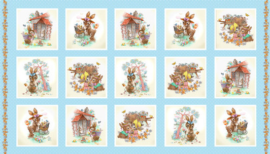 Bunny Tails Easter Bunnies Sky 9767-11 Cotton Quilting Fabric Block Panel Bunny Tails Easter Bunnies Sky 9767-11 Cotton Quilting Fabric Block Panel