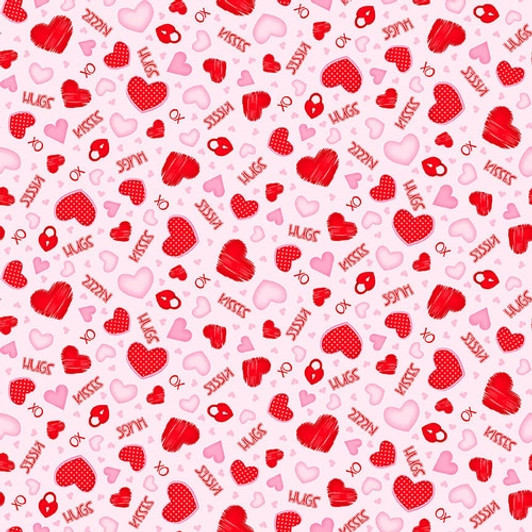 Gnomie Love Hearts and Words Pink Tossed 9783-22 Cotton Quilting Fabri Gnomie Love Hearts and Words Pink Tossed 9783-22 Cotton Quilting Fabri