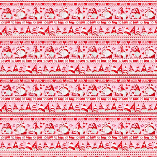 Gnomie Love Gnomes Novelty Stripe Pink and Red 9789-28 Cotton Quilting Fabric Gnomie Love Gnomes Novelty Stripe Pink and Red 9789-28 Cotton Quilting Fabric