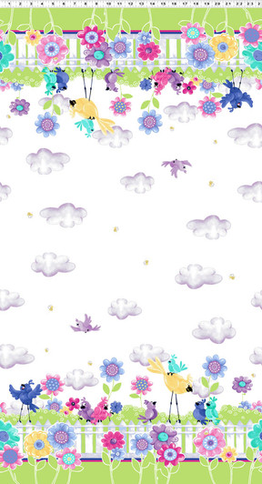 Susybee Birds Buddies Double Border White SB20381-100 Cotton Quilting Fabric Susybee Birds Buddies Double Border White SB20381-100 Cotton Quilting Fabric