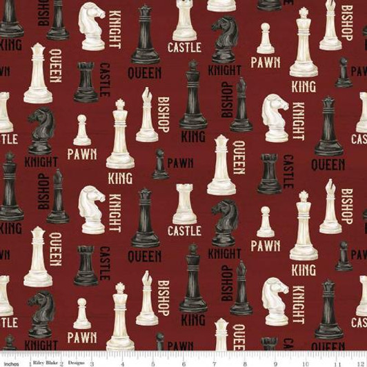 I'd Rather Be Playing Chess Pieces C11260R-RED Cotton Quilting Fabric I'd Rather Be Playing Chess Pieces C11260R-RED Cotton Quilting Fabric