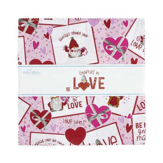 Gnomes in Love 10 inch 42 Piece Stacker Layer Cake Cotton Quilting Fabric Gnomes in Love 10 inch 42 Piece Stacker Layer Cake Cotton Quilting Fabric
