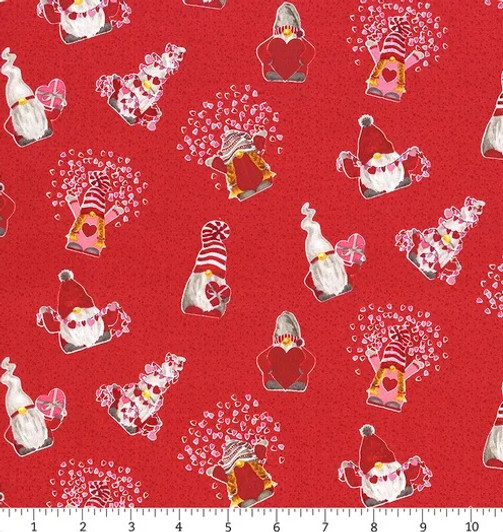Gnomes in Love Gnomes Toss C11311R-RED Cotton Quilting Fabric Gnomes in Love Gnomes Toss C11311R-RED Cotton Quilting Fabric