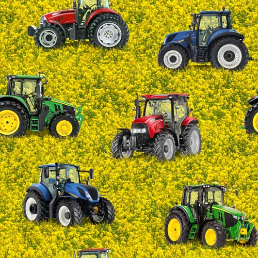 Farm Machines II Tractors Allover Canola Crop Background 1093J Cotton Fabric Farm Machines II Tractors Allover Canola Crop Background 1093J Cotton Fabric
