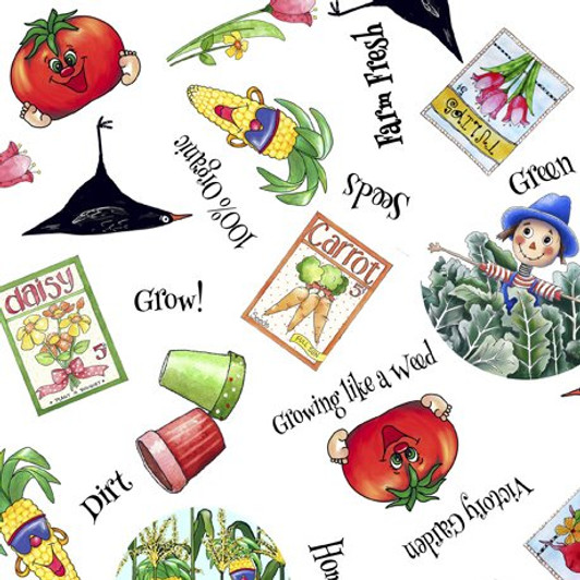 Vegetable Medley Veggie Toss White 28708-Z Cotton Quilting Fabric