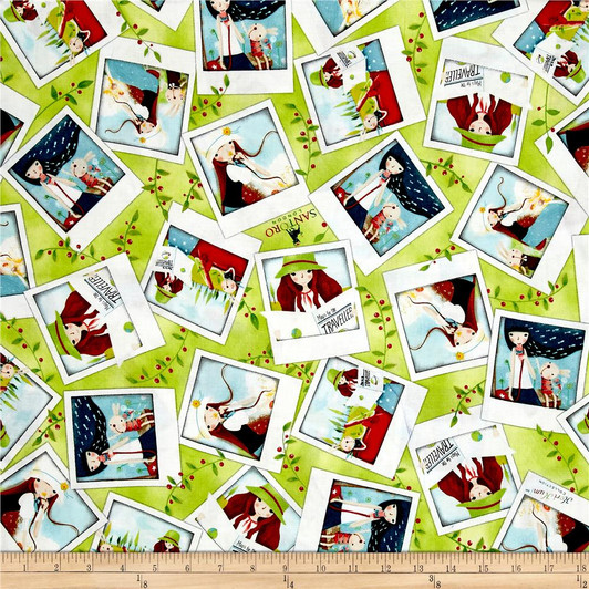 The Traveller Girl Photo Toss Light Green cotton Quilting Fabric The Traveller Girl Photo Toss Light Green cotton Quilting Fabric