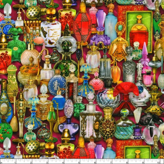 Library of Rarities Perfume Bottles  Antique ANPD21875199 Cotton Quilting Fabric Library of Rarities Perfume Bottles  Antique ANPD21875199 Cotton Quilting Fabric