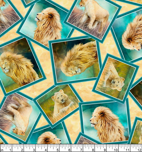 Lions Pride Lion Patches Gold 28914-S Cotton Quilting Fabric Lions Pride Lion Patches Gold 28914-S Cotton Quilting Fabric