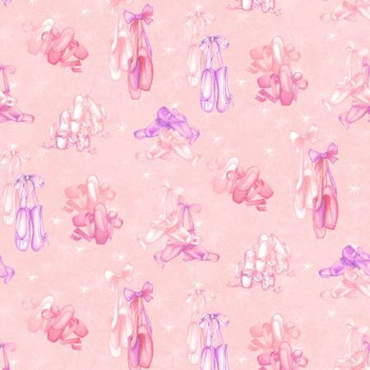 Prima Ballerina Pink Slippers Toss 2749-22 Cotton Quilting Fabric Prima Ballerina Pink Slippers Toss 2749-22 Cotton Quilting Fabric