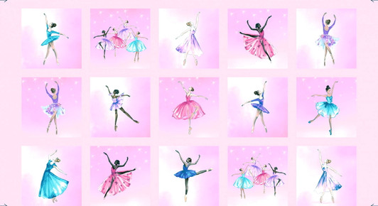 Prima Ballerina Ballet Dancers 2750-22 Cotton Quilting Fabric Block Panel Prima Ballerina Ballet Dancers 2750-22 Cotton Quilting Fabric Block Panel