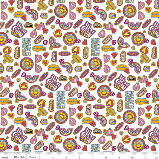 Malibu Barbie Icons White C11724-WHITE Cotton Quilting Fabric