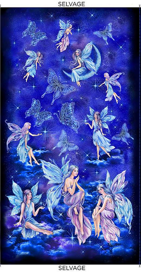 Fairy Soiree Fairies Moon and Butterflies Metallic Highlights CM8860-INDIGO Cotton Quilting Fabric Panel Fairy Soiree Fairies Moon and Butterflies Metallic Highlights CM8860-INDIGO Cotton Quilting Fabric Panel