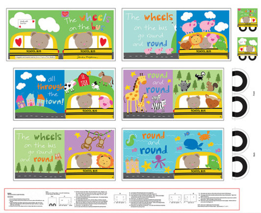 Huggable and Loveable The Wheels on the Bus Cotton Quilting Fabric Book Panel Huggable and Loveable The Wheels on the Bus Cotton Quilting Fabric Book Panel