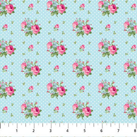Tea for Two Small Roses Multi Light Blue Background 24898-42 Cotton Quilting Fabric Tea for Two Small Roses Multi Light Blue Background 24898-42 Cotton Quilting Fabric