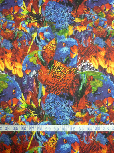 Lorikeet Aloft Lorikeet Faces Cotton quilting Fabric Lorikeet Aloft Lorikeet Faces Cotton quilting Fabric
