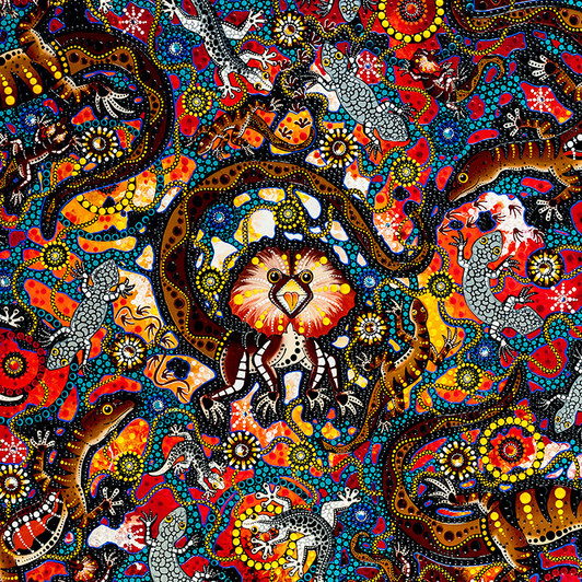 Aboriginal Art Spirit of the Bush 2 Sleepy Lizard-Milumanu Cotton Quilting Fabric Aboriginal Art Spirit of the Bush 2 Sleepy Lizard-Milumanu Cotton Quilting Fabric