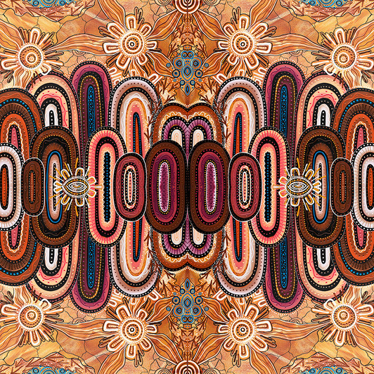 Aboriginal Art Spirit of the Bush 2 Mountains-Ntia Purrku Cotton Quilting Fabric Aboriginal Art Spirit of the Bush 2 Mountains-Ntia Purrku Cotton Quilting Fabric