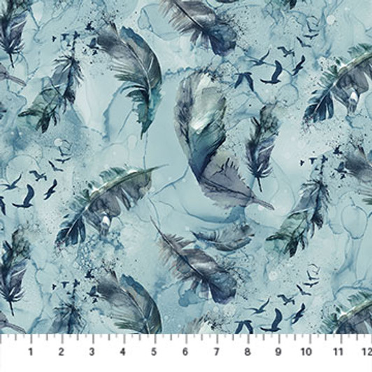 Soar Feathers Moody Blue DP24584-44 Cotton Quilting Fabric