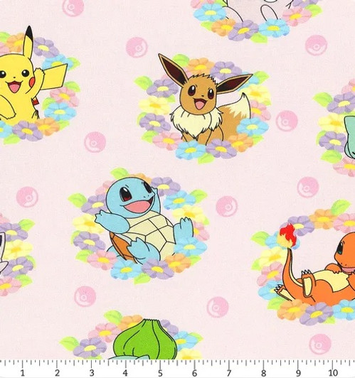 Pokemon Flower Rings Pink AOQD7483810 Cotton Quilting Fabric Pokemon Flower Rings Pink AOQD7483810 Cotton Quilting Fabric