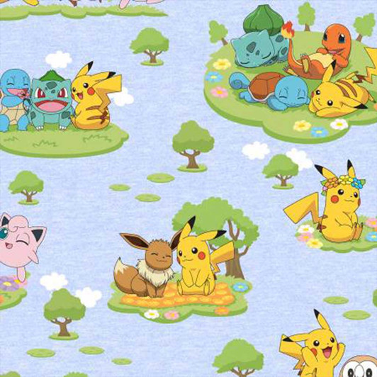 Pokemon Island Sky Blue AOQD7483963 Cotton Quilting Fabric Pokemon Island Sky Blue AOQD7483963 Cotton Quilting Fabric